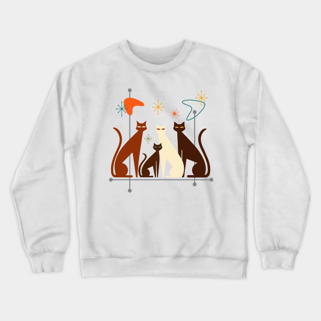 Retro Mid-Century Modern Look Cats 50s 60s Style Crewneck Sweatshirt by gogo-jr